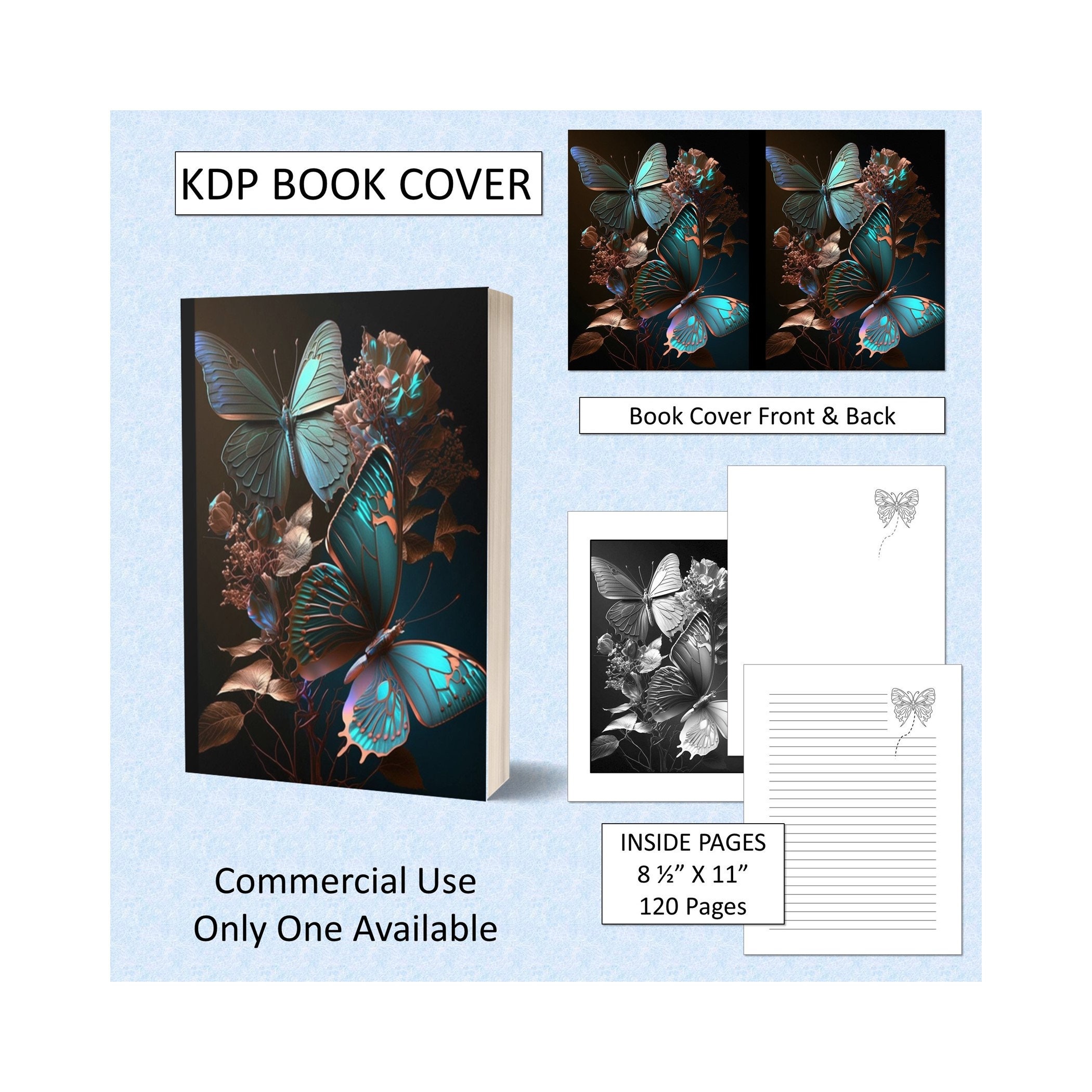 Butterfly Book Cover Design KDP Book Cover Kindle Cover Etsy