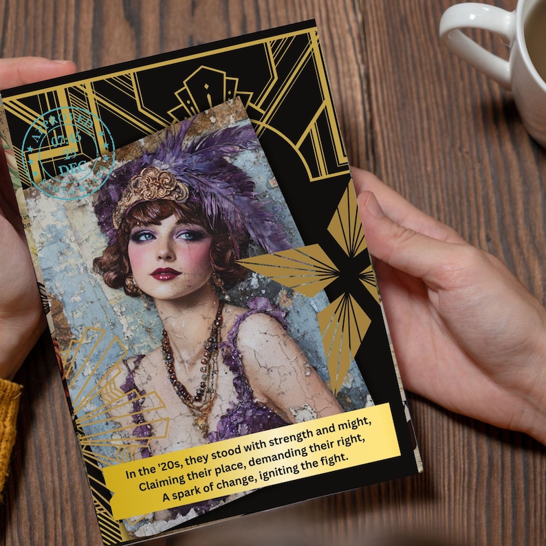 1920's Flapper Ladies Junk Journal Half Papers Textured Background ...