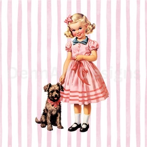 Valentine&#39;s Day Clipart Valentines Clipart Retro Valentines Day Clipart Little Girl Clipart Valentine Girls Vintage Girls Clipart 1950s Girl