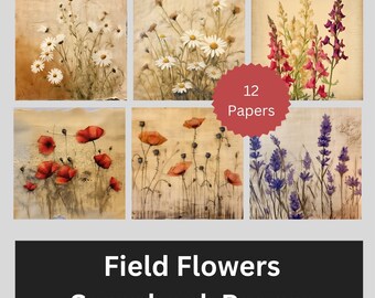 Flowers Scrapbook Paper Scrapbooking Junk Journal Sheet Printable Floral Scrapbook Paper Kit Instant Download Paper Pad Nature Digital Paper