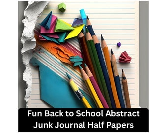 Back to School Junk Journal Paper Colorful School Scrapbooking Paper A5 Collage Paper School Journal Half Paper Scrapbook Page Layout