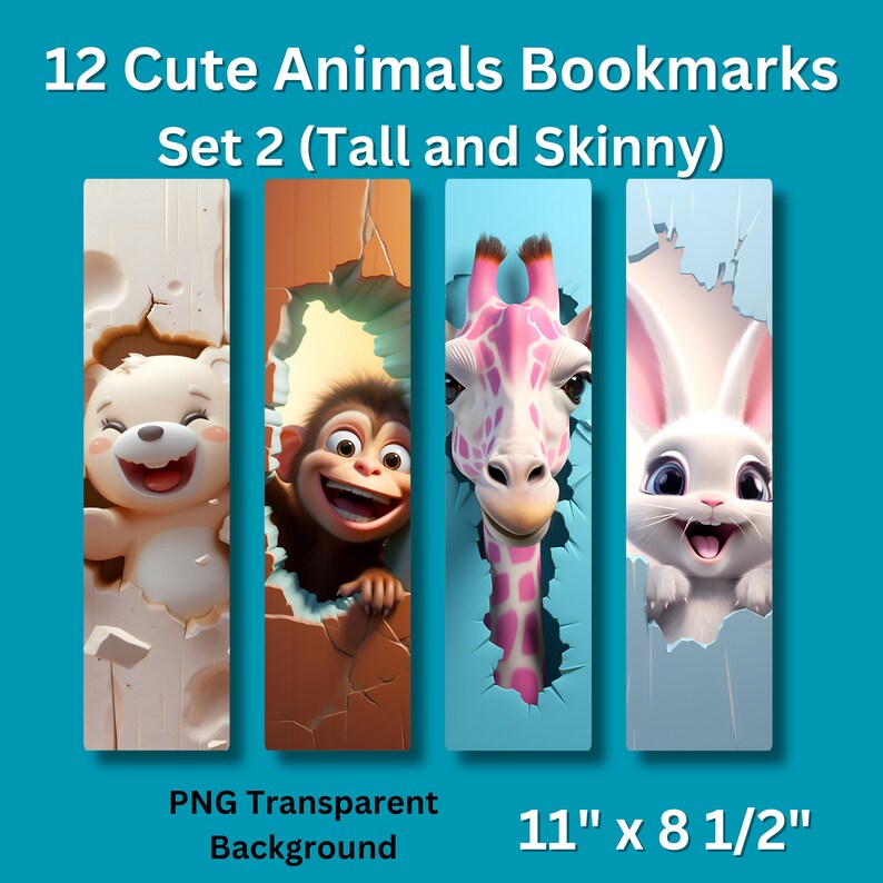 Printable Bookmarks Cute Animal Bookmarks Cute Animals Printable PNG ...