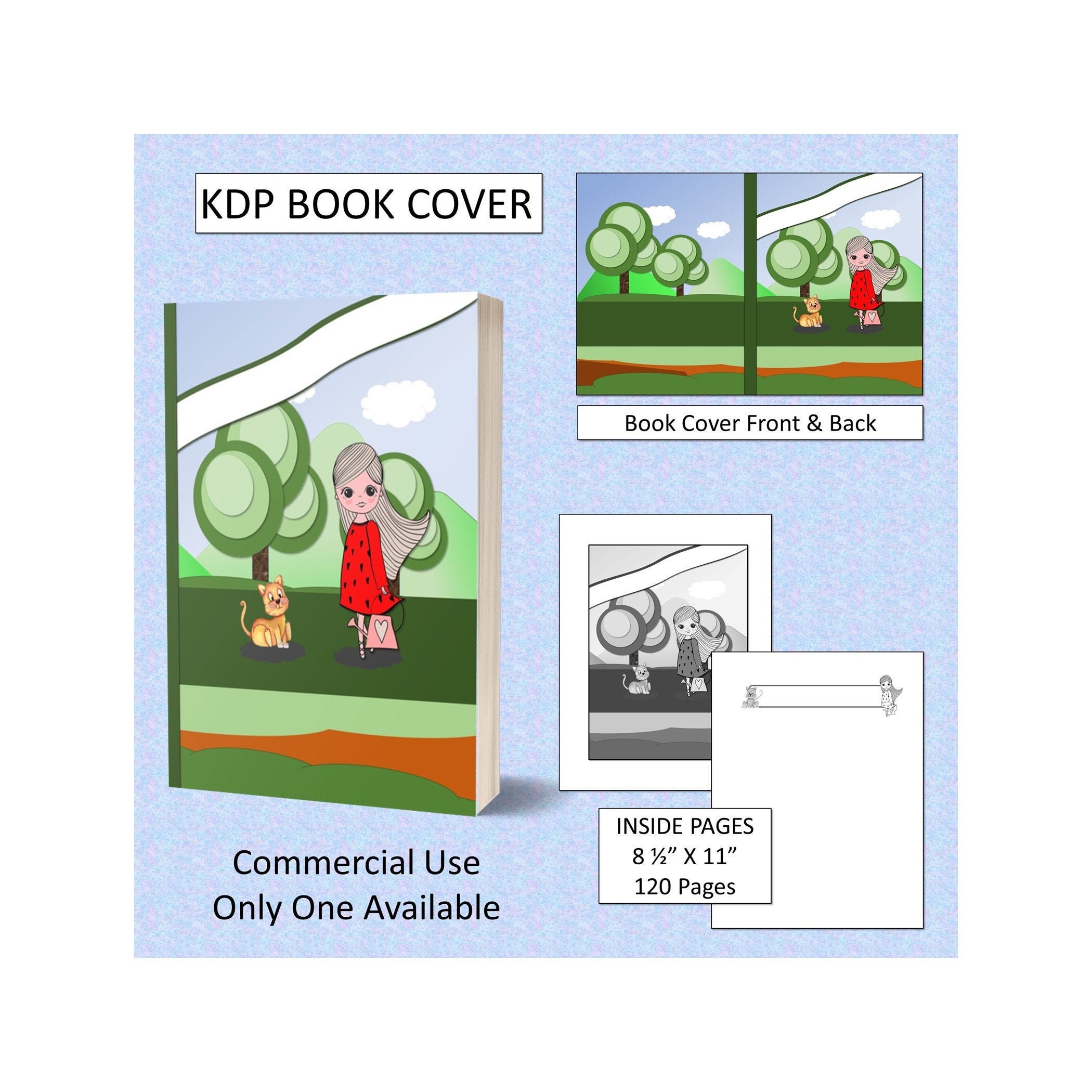 Download Cute Girl and Cat Book Cover Kindle Design