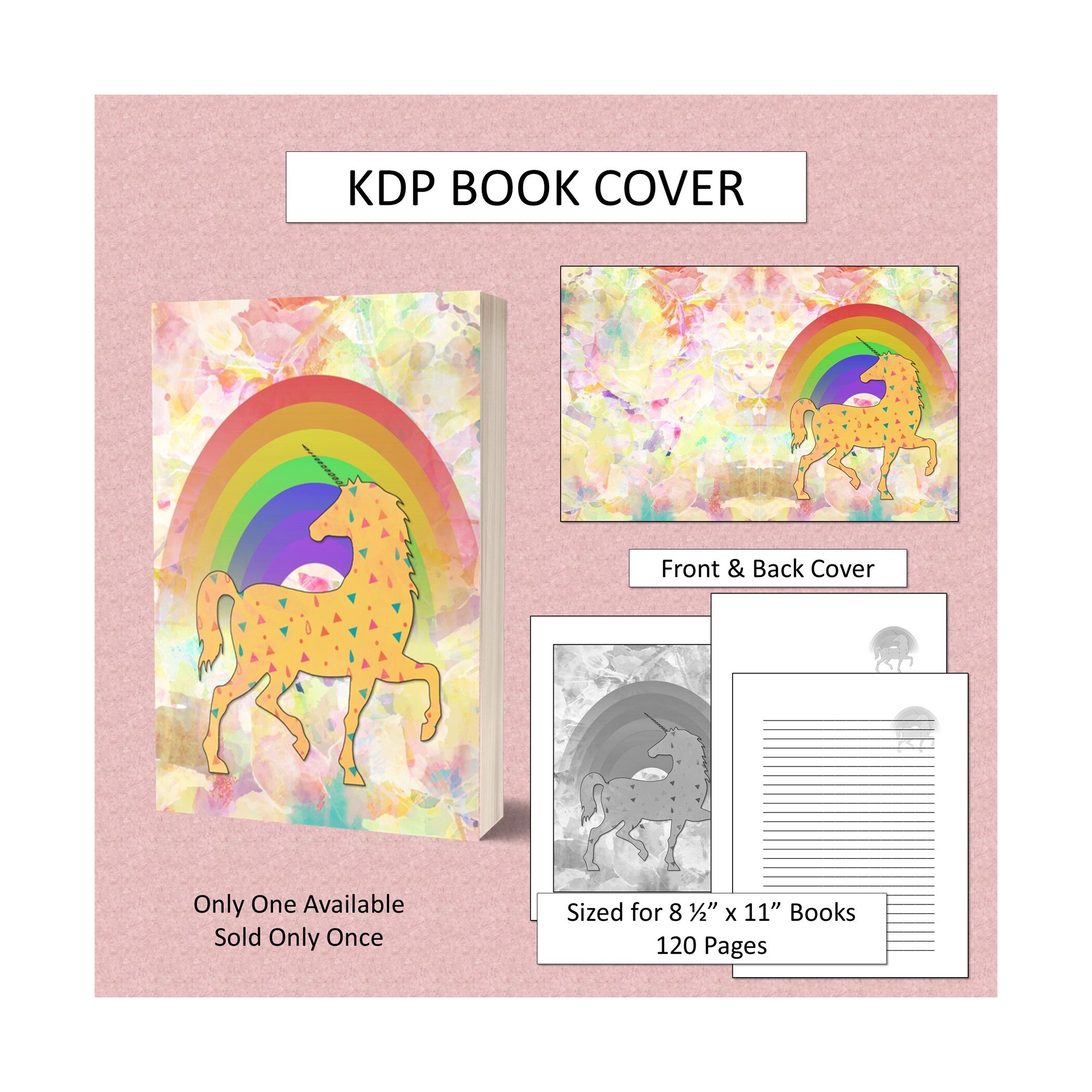Kids Unicorn Book Cover Kids Book Cover for KDP Journal Cover Etsy