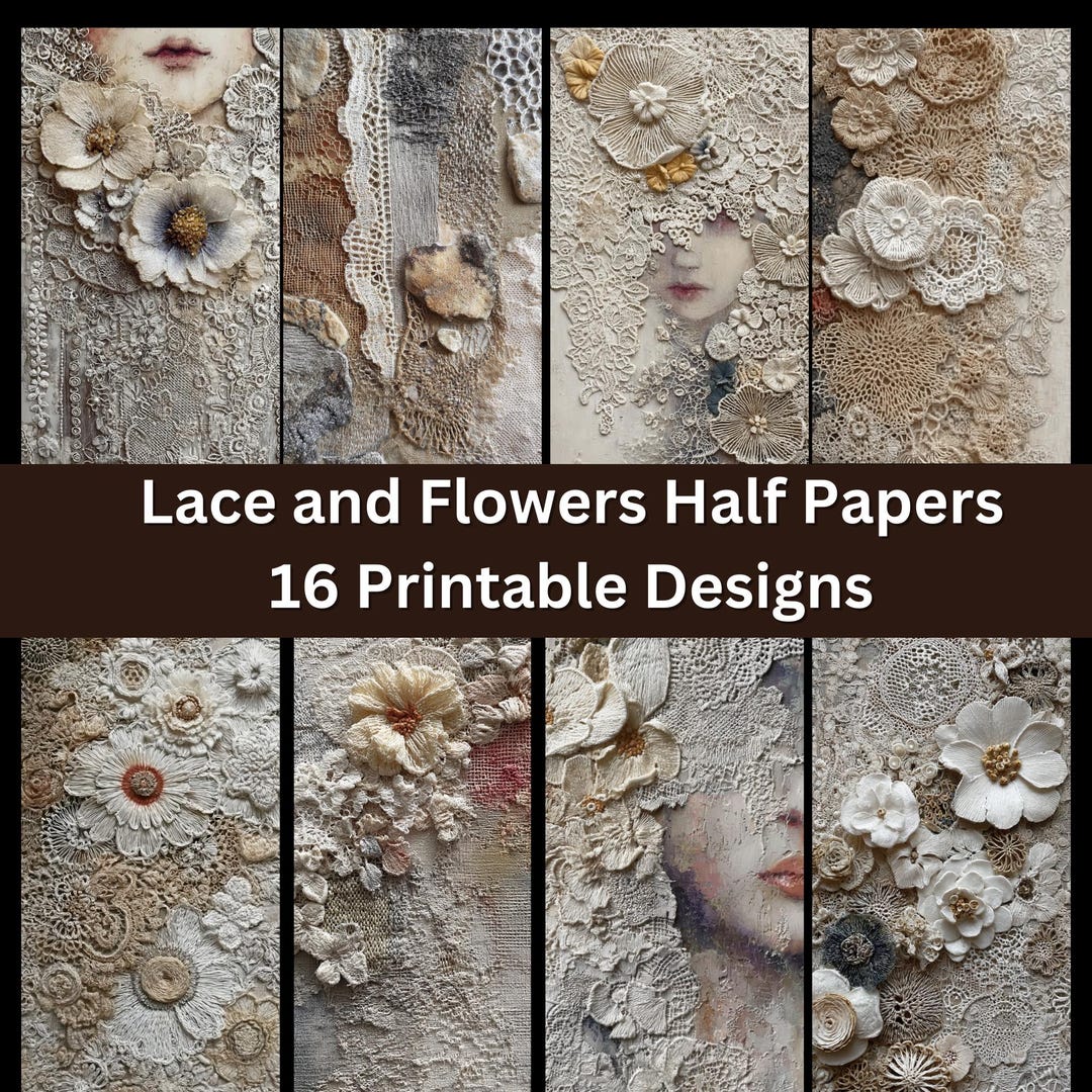 Vintage Lace Floral Junk Journal Pages – Shabby Chic Printable Paper ...