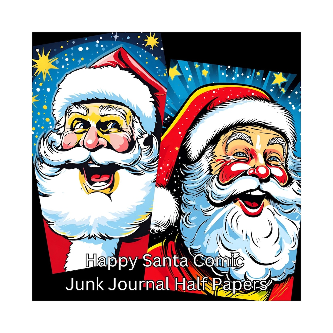 Santa Ramp Paper Santa Claus Junk Journal Half Papers Christmas Santa Junk Journal Paper ...