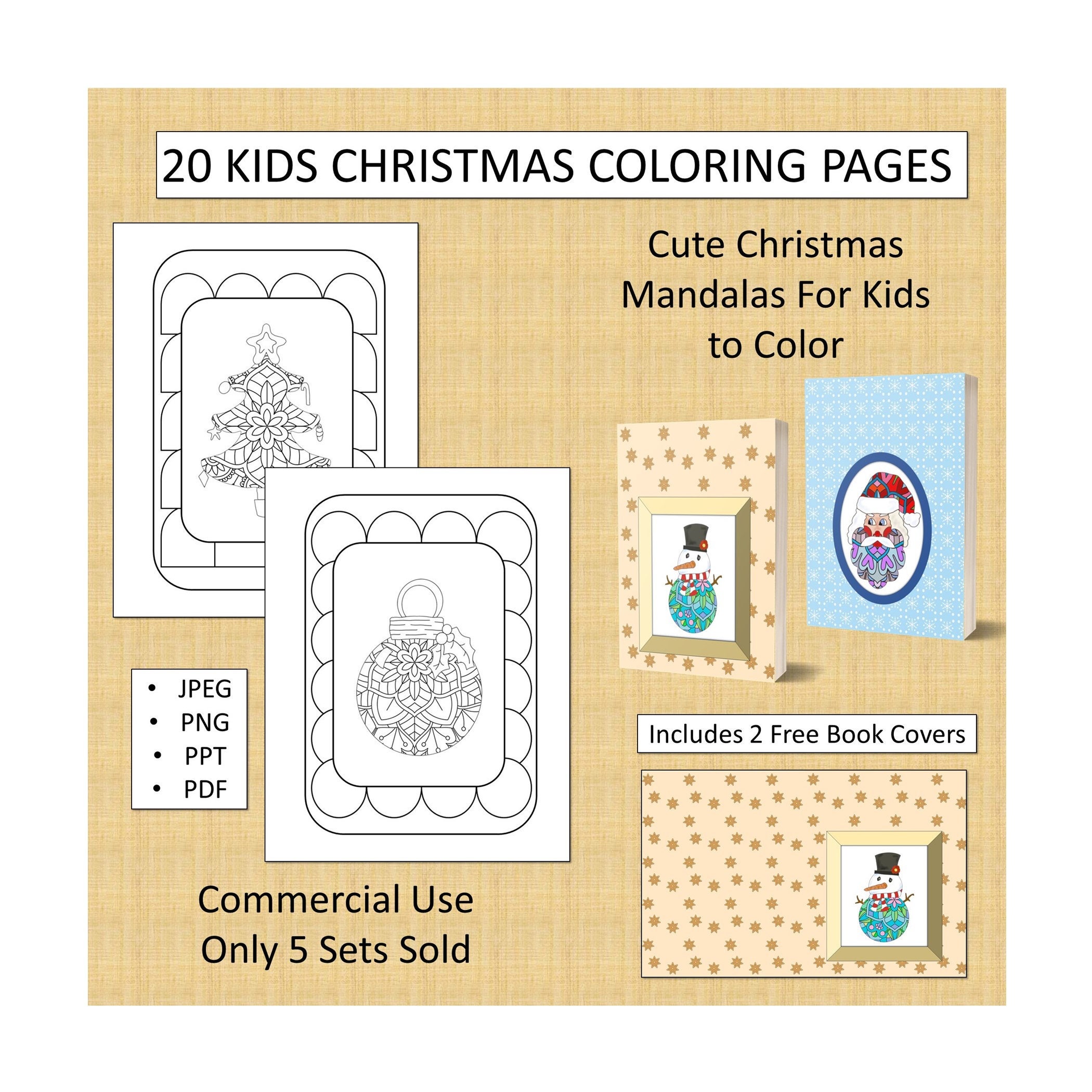 20 Kids Christmas Mandala Coloring Pages set 1 for KDP - Etsy Singapore