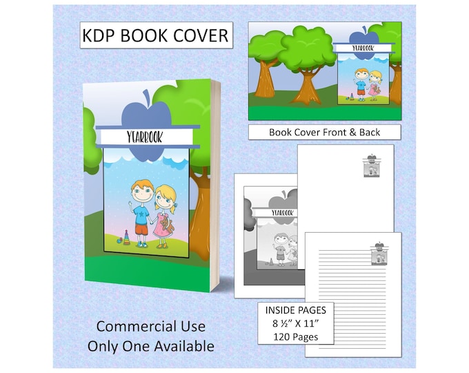 Cute Kids Yearbook Book Cover Design Premade KDP Book Cover Kindle Cover Template Amazon Book Cover Premade Book Cover Designs