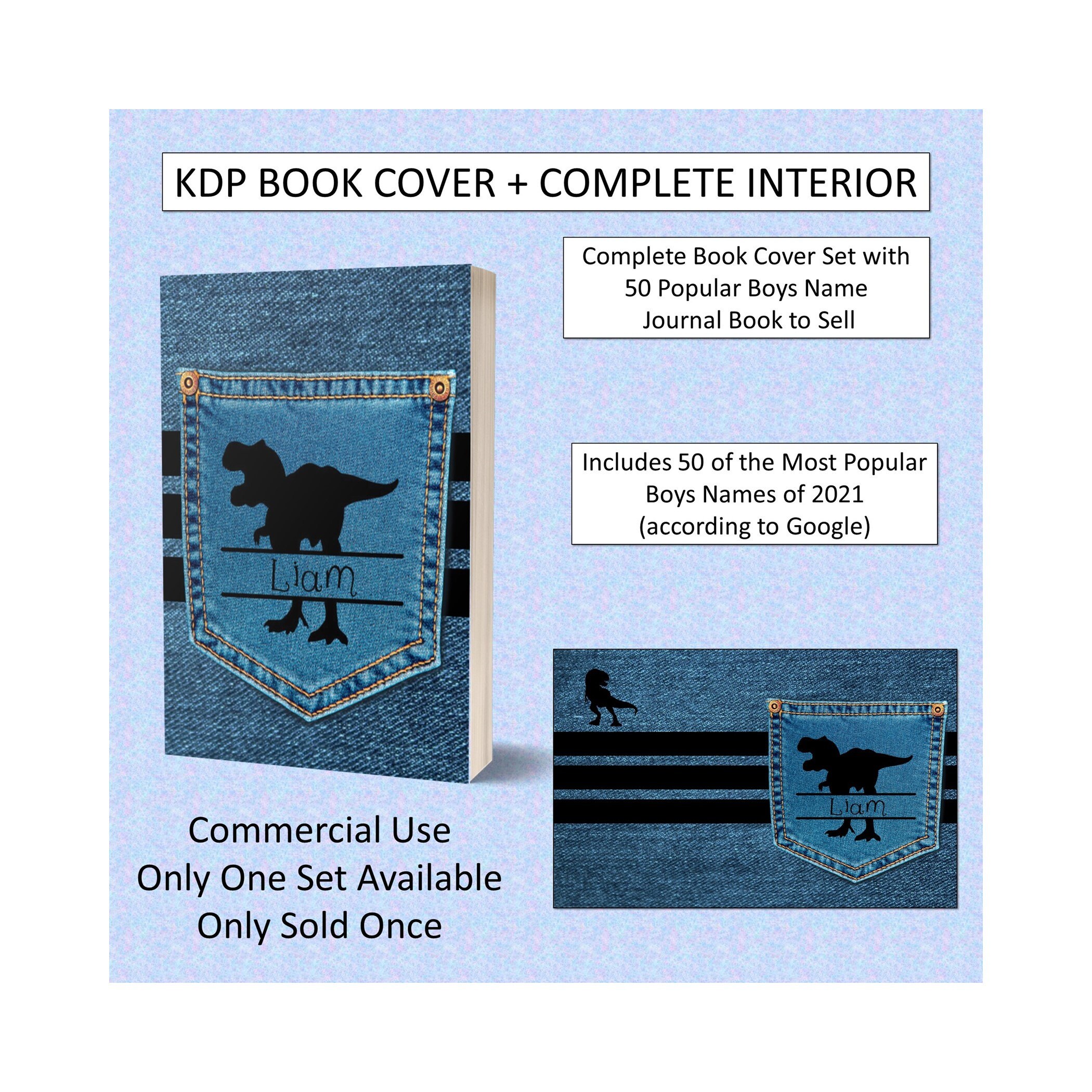 Download Complete Dinosaur Boys Names Journal Book Cover Design ...