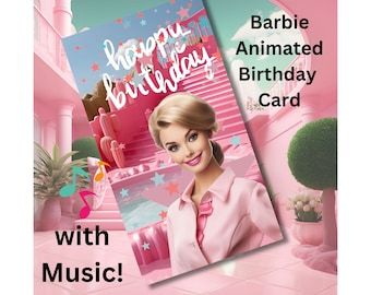 Carte d'anniversaire animée pour poupée mode musicale Carte d'anniversaire animée pour poupée avec musique Carte de joyeux anniversaire pour fille Carte d'anniversaire animée