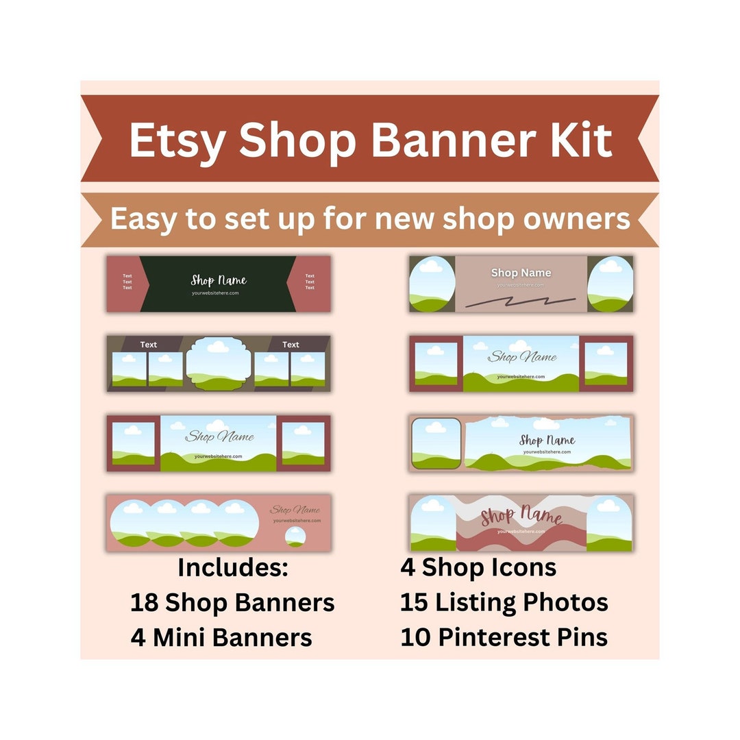 Etsy Shop Banner Kit Etsy Shop Bundle Edit With Canva Link Banner Icon ...