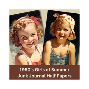 Summer Girls Junk Journal Half Paper Designs Printable Half Papers A5 Collage Paper A5 Junk Journal Ideas Collage Half Paper Scrapbook Paper