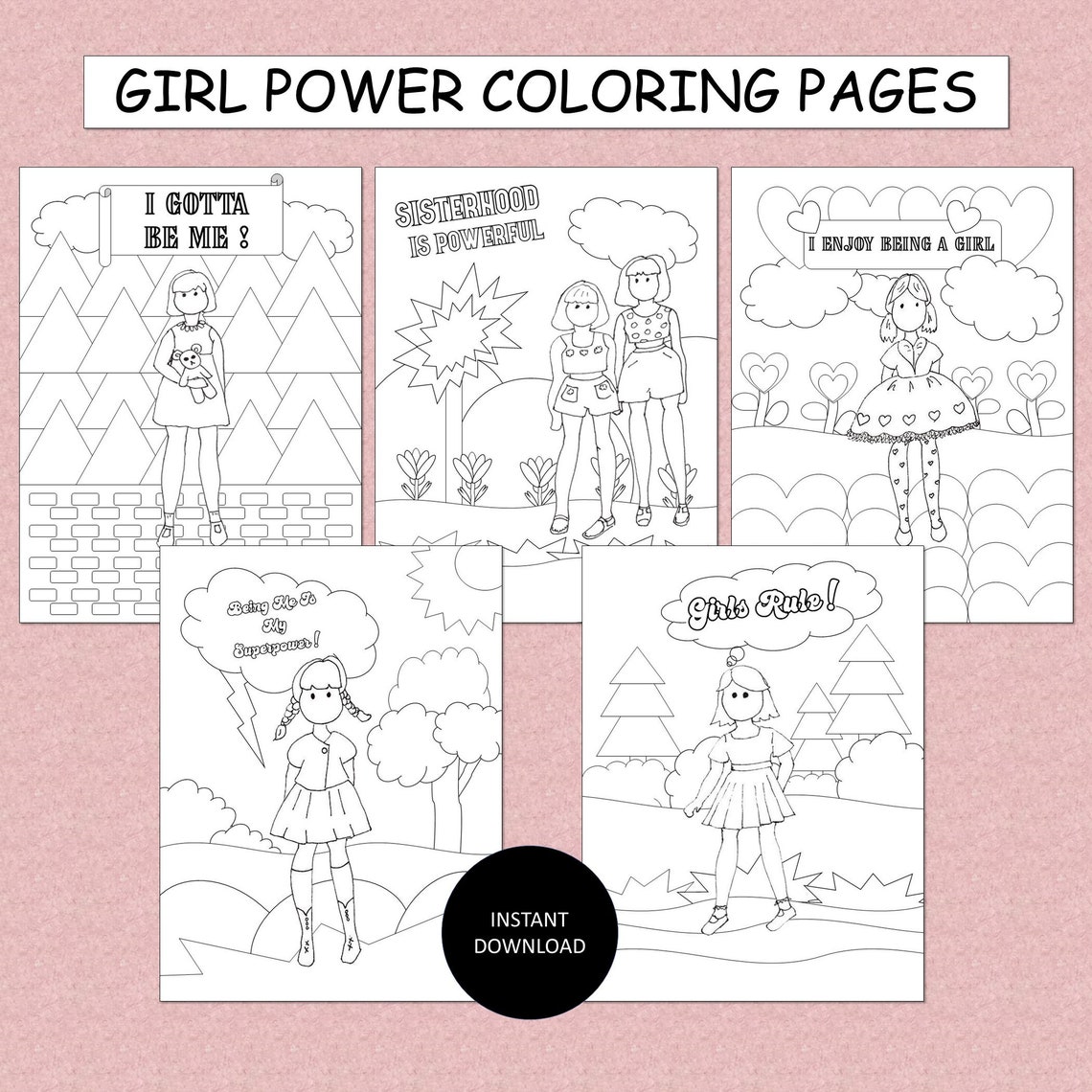 Girl Power Coloring Pages For Girls PDF Instant Download Etsy