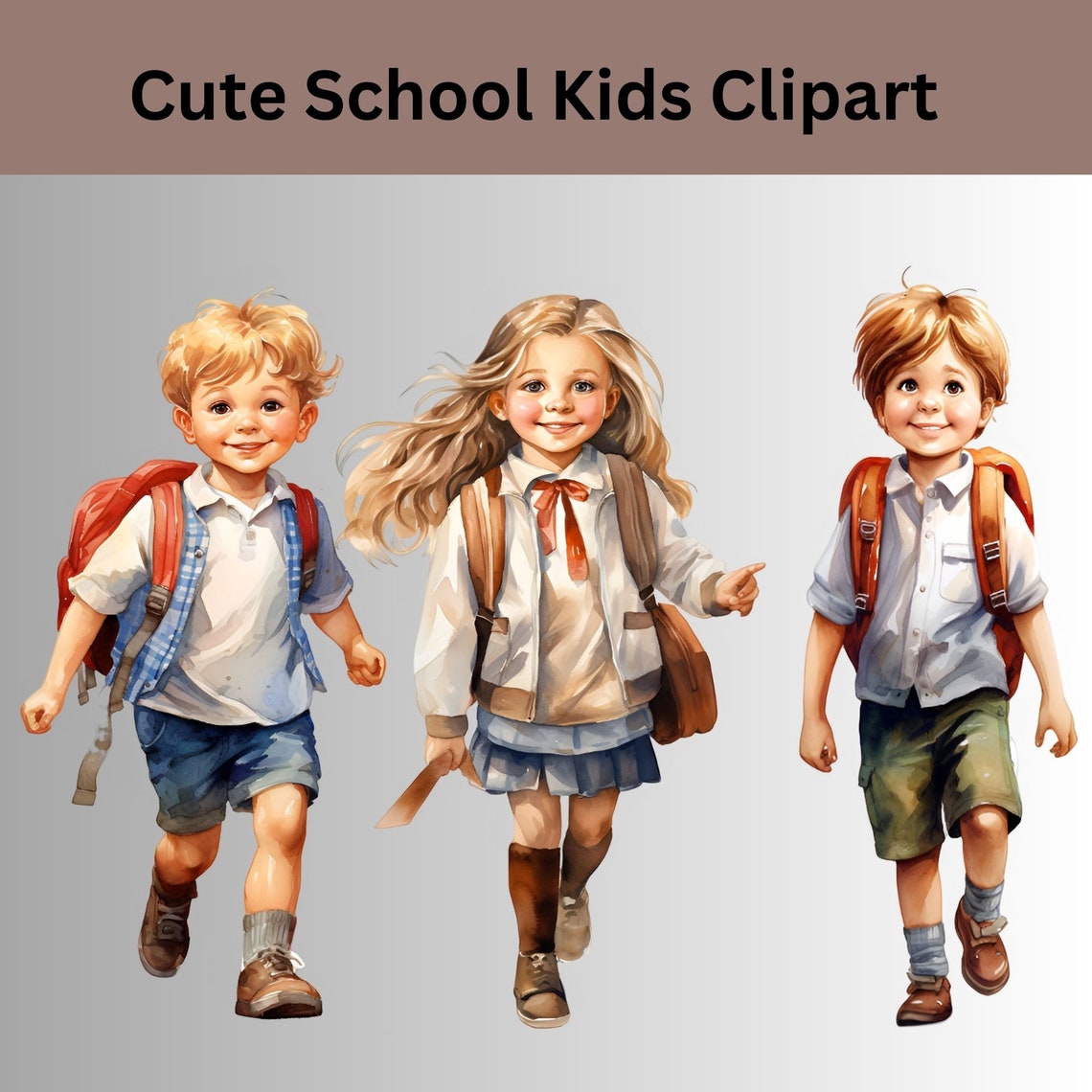 School Boy Girl Clipart PNG Back to School Kids Clipart Bundle School ...
