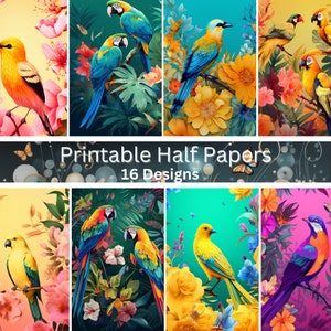 Birds Junk Journal Half Papers Junk Journaling Papers Scrapbook Papers Half Designs Junk Journal Kit Junk Journal Ideas Instant Download