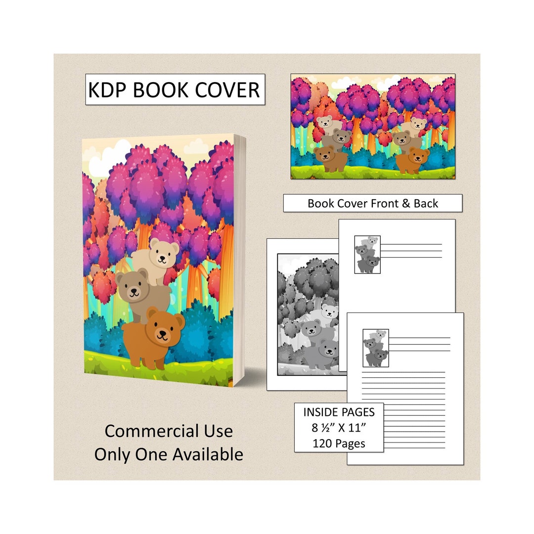 Cute Bear Book Cover Design Premade KDP Book Cover Kindle Etsy