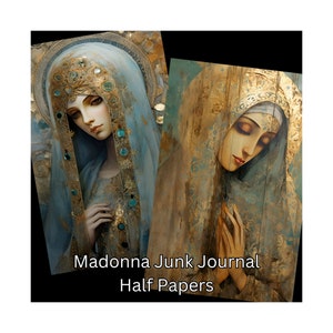 Holy Mary Junk Journal Mezza carta Vergine Maria Stampabile Madonna Scrapbook Resource A5 Collage Paper Digital Collage Sheet Diario digitale