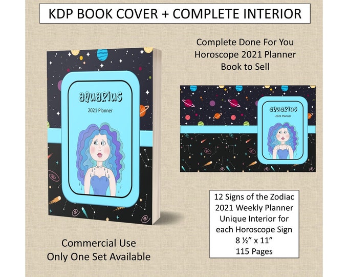 12 Complete Zodiac Weekly Monthly Planner Book Cover Design + Interior Premade Book For KDP Publishers Amazon Book Kindle KDP Cover