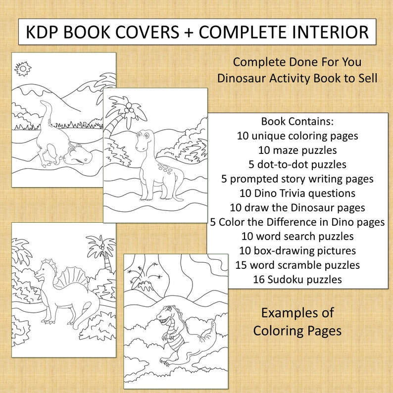 Download Complete Dinosaur Activity Book Cover Design Interior Etsy