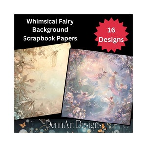 Fond de fées, papier de scrapbooking, Pages de fond de fées, papier de scrapbooking fantastique, papier de fées fantaisistes, papier de journal indésirable, fée enchantée