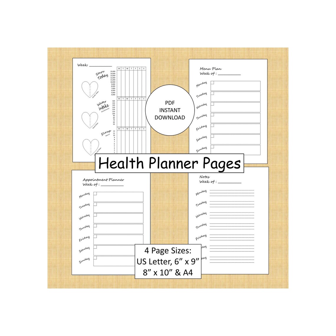 Health Planner Pages Planner Printable Menu Planning Sheets - Etsy