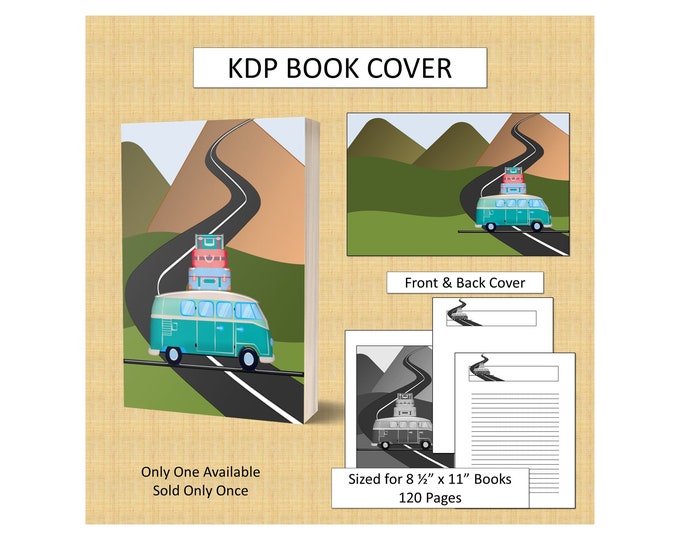 Vacation Van Book Cover Road Trip Book Cover for KDP Journal Cover KDP Notebook Cover for Driver Book Cover Commercial Use