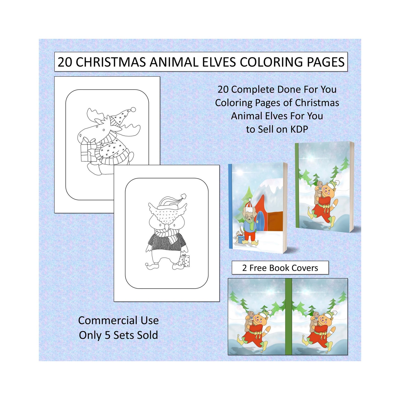 Download 20 Christmas Animal Elves Coloring Pages For KDP ...