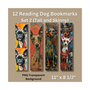 12 Dog Bookmark Set Dog Bookmark Printable Print Dog Bookmark PNG Tall Skinny Dog Ephemera Funny Dog Bookmark Dog Bookmark Bundle Animal