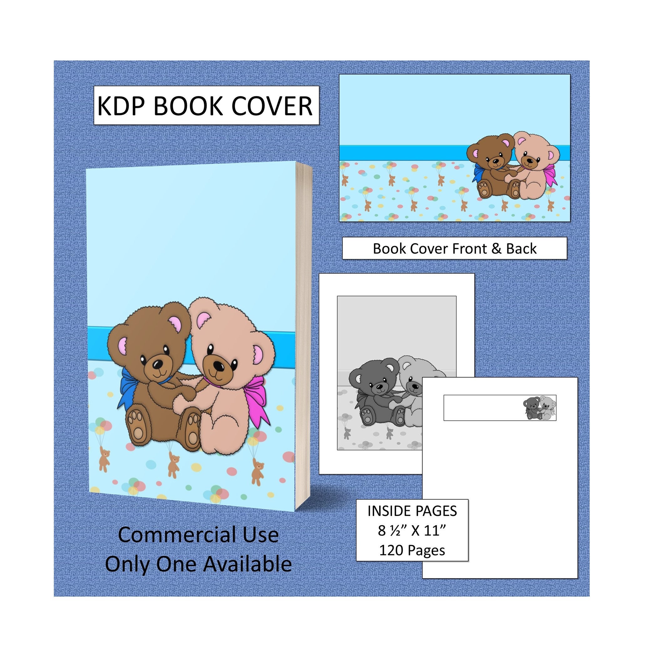 Download Blue Teddy Bear KDP Book Cover Kindle Cover Template KDP ...