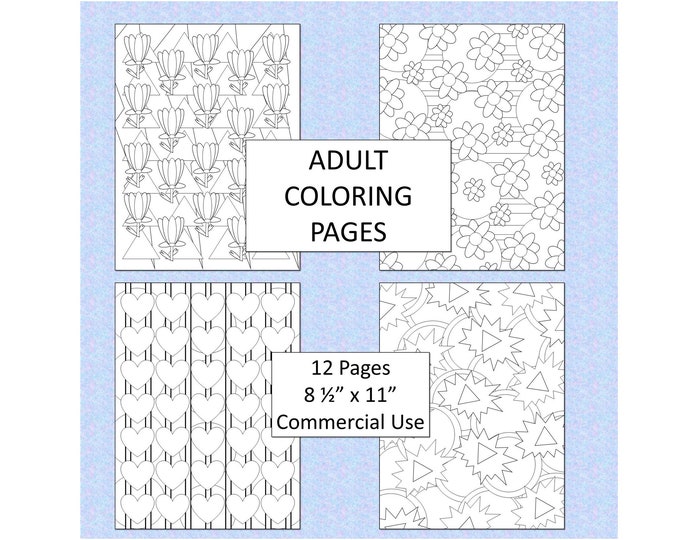 Adult Coloring Pages Coloring Book Colouring Pages for Adults Printable Colouring Book Commercial Use Print Adult Colouring Page Art Therapy