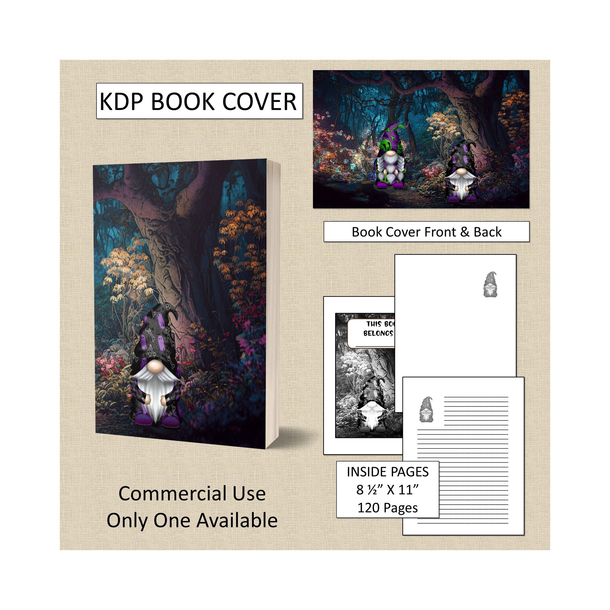 Fantasy Gnome Book Cover Design KDP Book Cover Kindle Cover Template