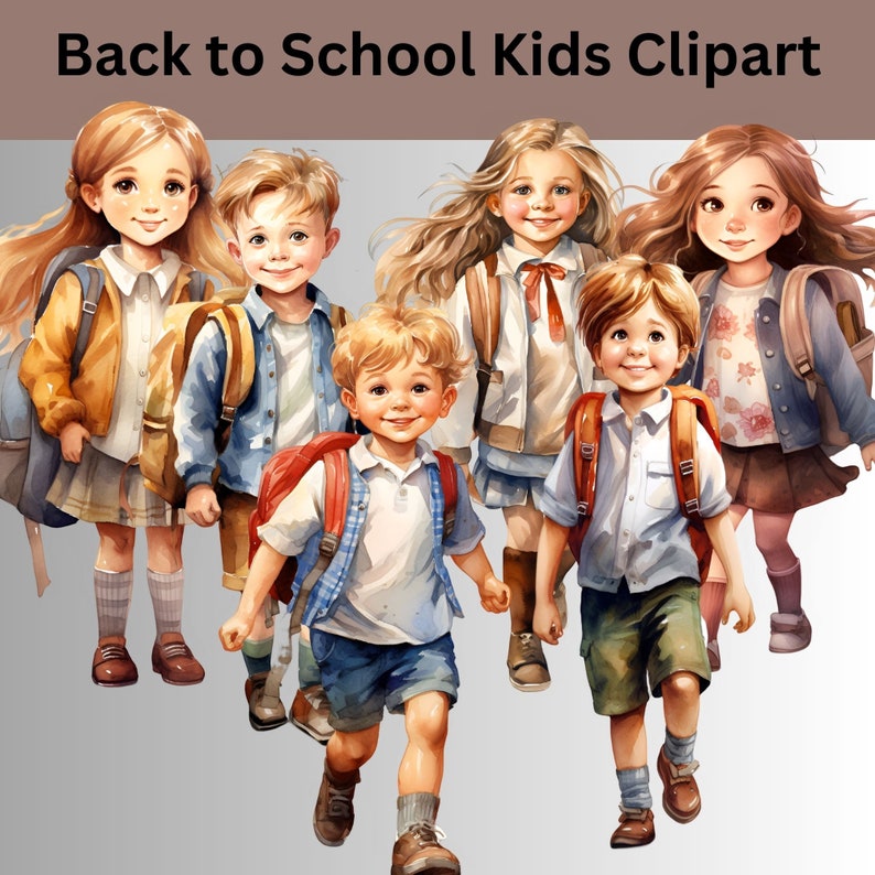 School Boy Girl Clipart PNG Back to School Kids Clipart Bundle School ...
