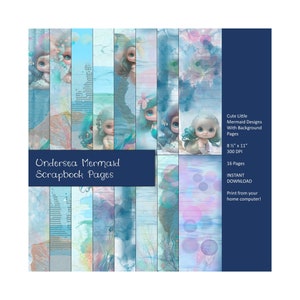 Undersea Mermaid Scrapbooking Pages Mermaid Scrapbook Paper Junk Journal Kit Under Sea Collage Sheets Junk Journal Paper Instant Download
