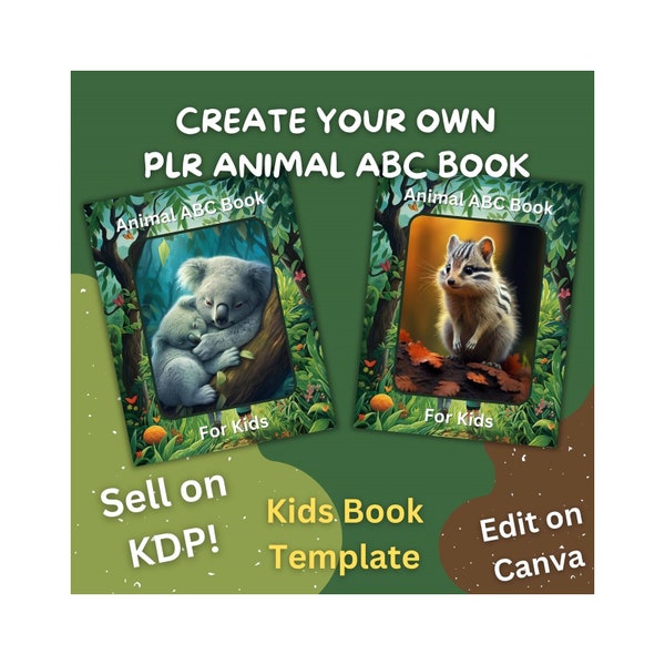 PLR Self Publishing Children Book Template Amazon KDP Canva Template ABC Kids Book Amazon Kids Book Animal Kids Book Interior Cover Interior