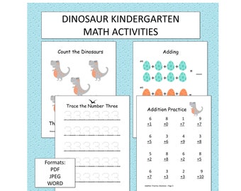 Dinosaur Math Activities for Preschool Homeschool Activity Learning Printable PDF Download Kindergarten Curriculum Kids Learning Pack
