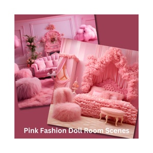 Pink Room Scenes Scrapbook Paper Fashion Doll Layout, Doll Inspired Interior Room Layout Scrapbooking Room Scenes Scrapbook Layout Idea
