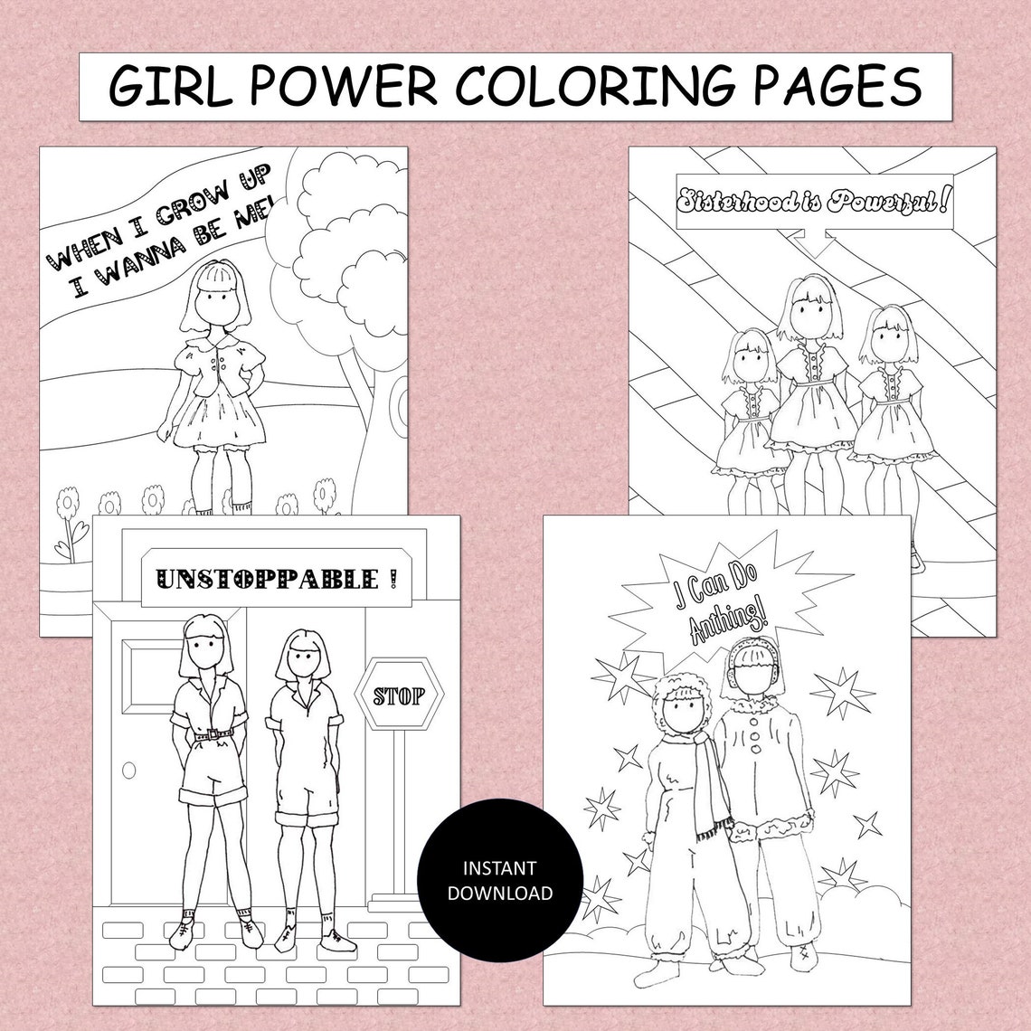 Girl Power Coloring Pages For Girls PDF Instant Download | Etsy