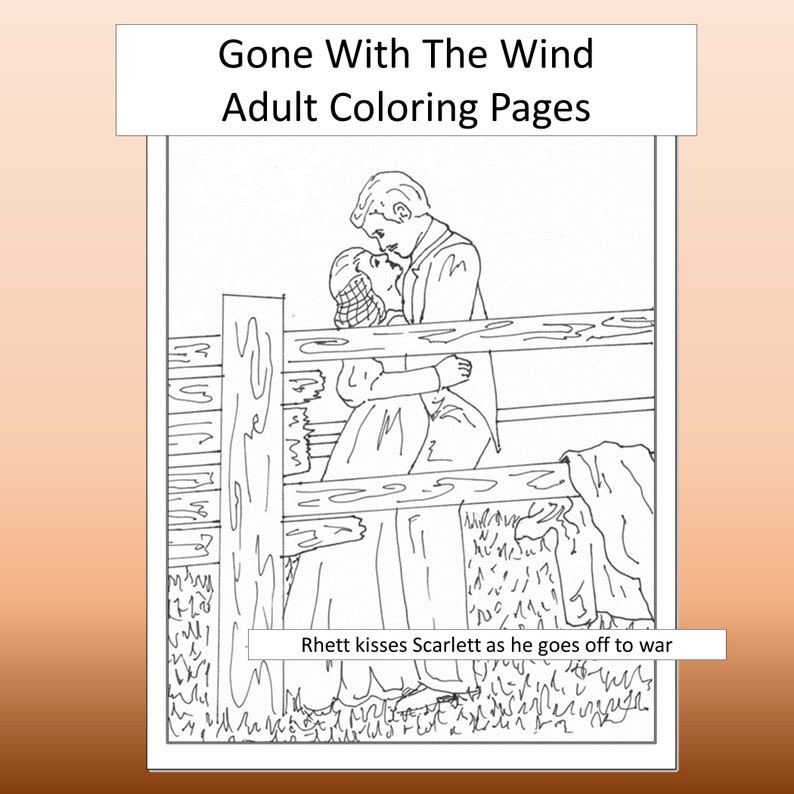Gone With The Wind Collectibles Adult Coloring Pages Gone With Etsy