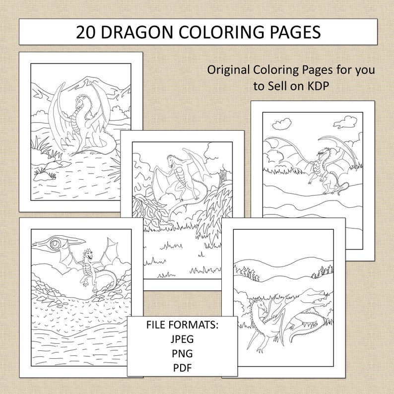 20 Dragon Coloring Pages For KDP Commercial Use Fantasy ...