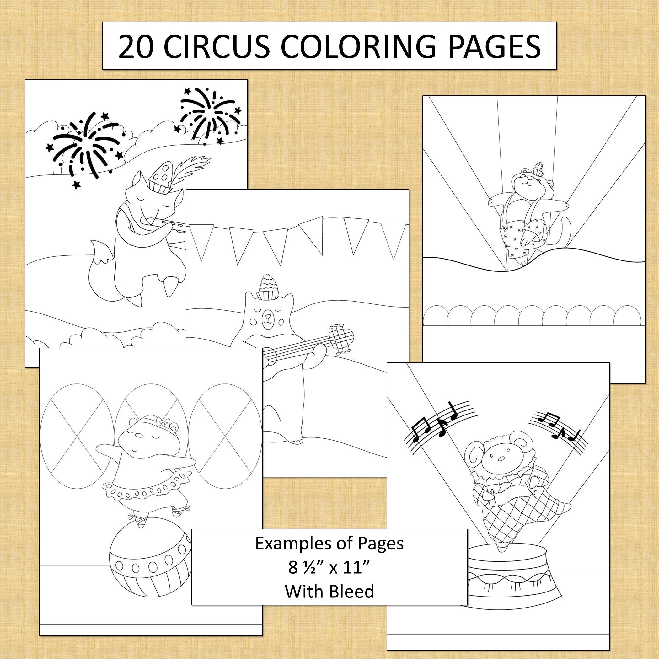 Download 20 Circus Theme Coloring Pages For KDP Commercial Use ...