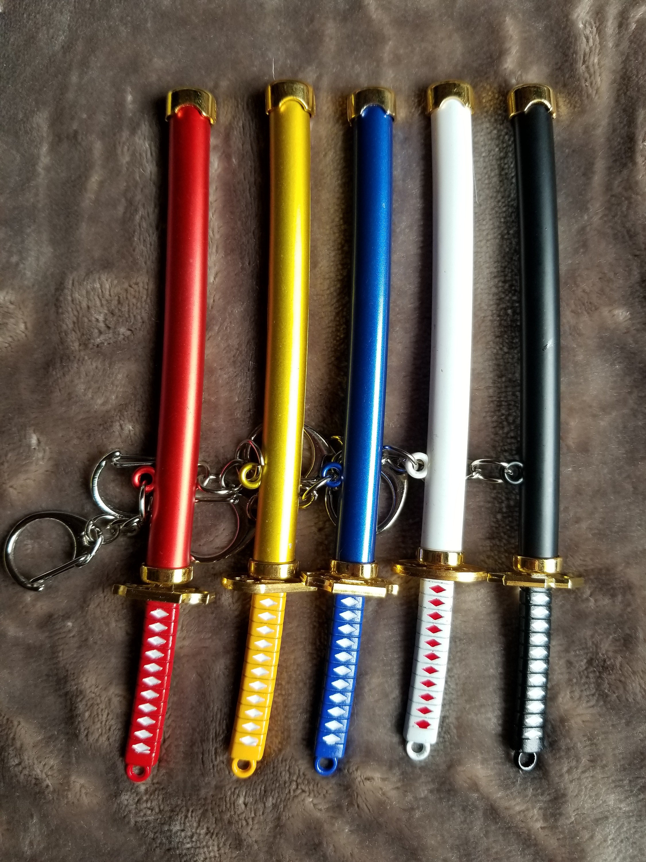Keychain Various Colors Ninja Katana Swords Knives Replica Etsy
