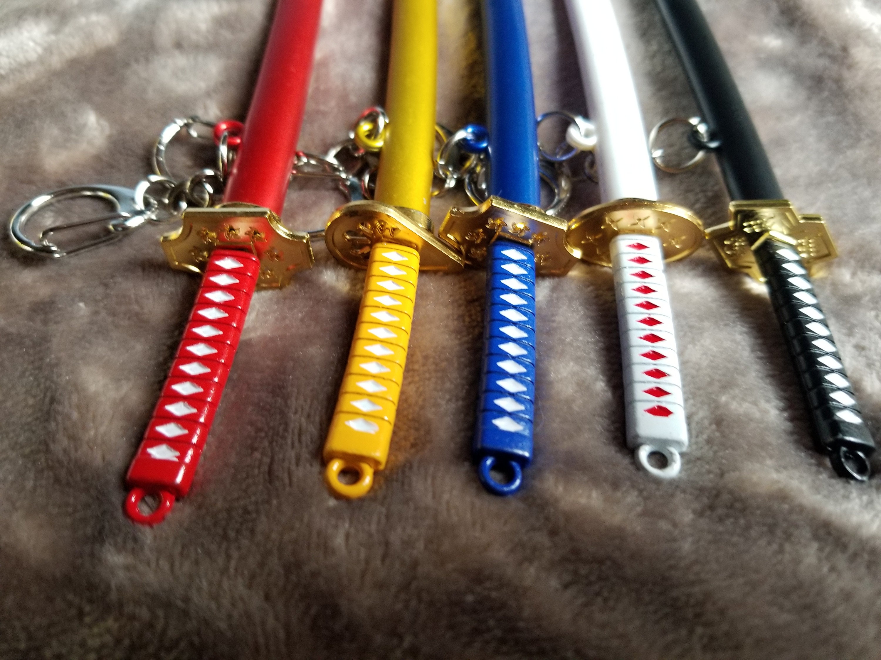 Keychain Various Colors Ninja Katana Swords Knives Replica Etsy