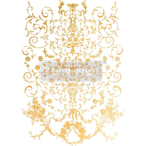 New! KACHA Manor Swirls | Rub On Transfers for Furniture | ReDesign with Prima | Gold Foil Furniture Decals | 18 x 24 Inches