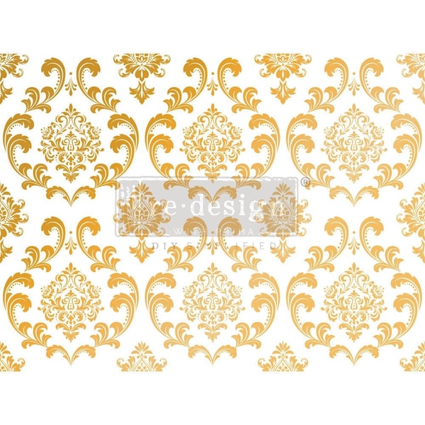 Rub on Transfer for Furniture HOUSE OF DAMASK  | Redesign with Prima Transfers | Kacha Gold Foil Furniture Decal | 18 x 24 Inches