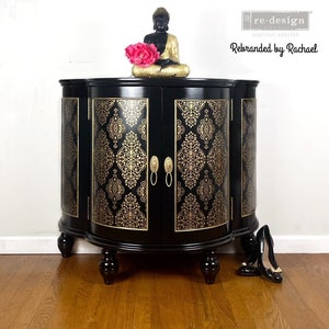 Rub on Transfers for Furniture | KACHA GOLD DAMASK | Redesign with Prima Transfers | Furniture Decal