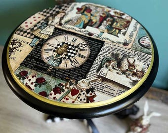 Alice in Wonderland Decoupage Paper for Furniture CURIOUS JOURNEY | Redesign with Prima Fiber Tissue Papers | Harlequin Roses