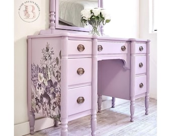 Rub on Furniture Transfers VIGOROUS VIOLET || Redesign with Prima Furniture Decals || Vintage Floral DIY
