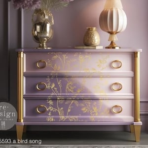Furniture Transfers A Bird Song || KACHA & Redesign with Prima || Rub on Gold Furniture Decals