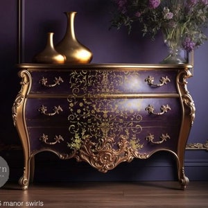 Rub on Furniture Transfers KACHA Manor Swirls || ReDesign with Prima Transfers || Gold Foil Furniture Decals || 18&quot; x 24&quot;