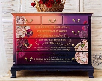 Rub on Transfers for Furniture, FLOWER COLLECTOR, Redesign with Prima Transfers, Furniture Decals, *DISCONTINUED Design*